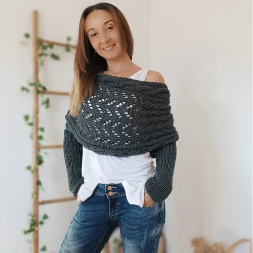 Zizle ™ | Neulottu palmikkoneuleinen viitta, bolero naisille